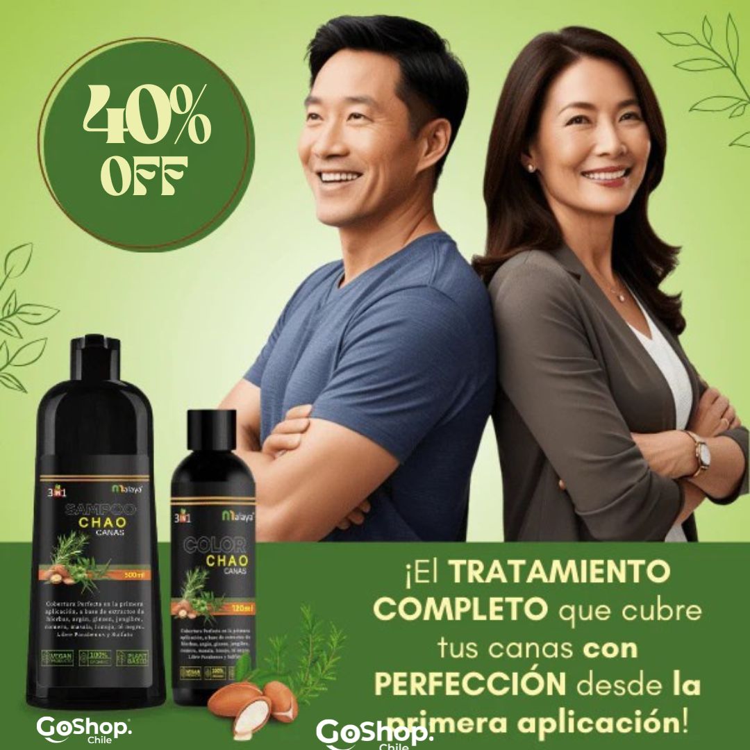 Chao Canas® 2x1 Shampoo AntiCanas que recupera tu color natural en solo minutos
