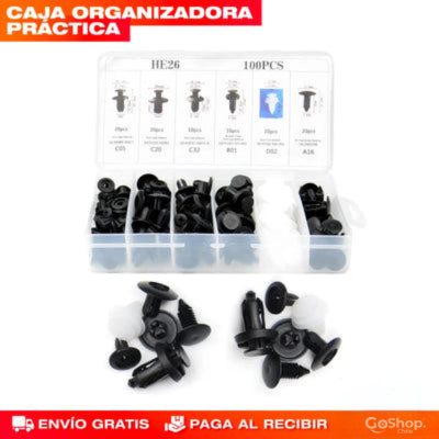 KIT DE CLIPS "REMACHES" PARA CARRO - 100 PIEZAS + Organizador Para Carro GRATIS🎁