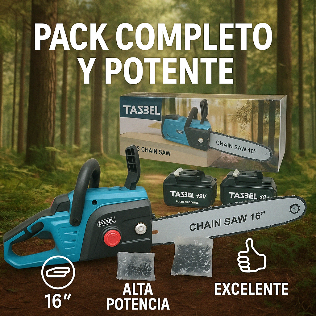 Motosierra Eléctrica Inalámbrica ¡Potente Para Cortar, Talar y Podar! + 2 Baterías GRATIS