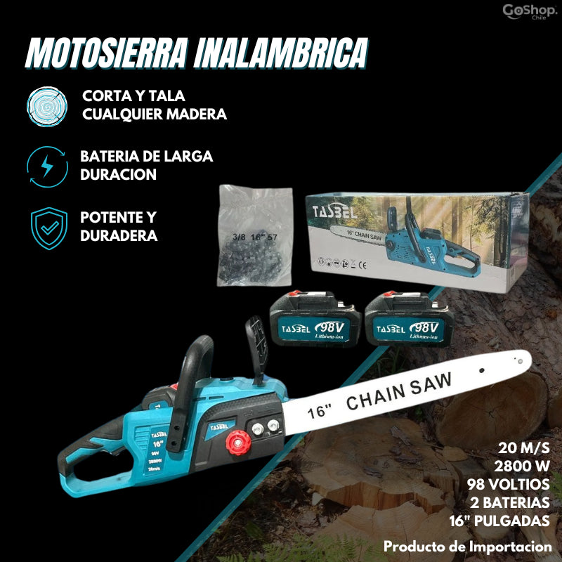 Motosierra Eléctrica Inalámbrica ¡Potente Para Cortar, Talar y Podar! + 2 Baterías GRATIS