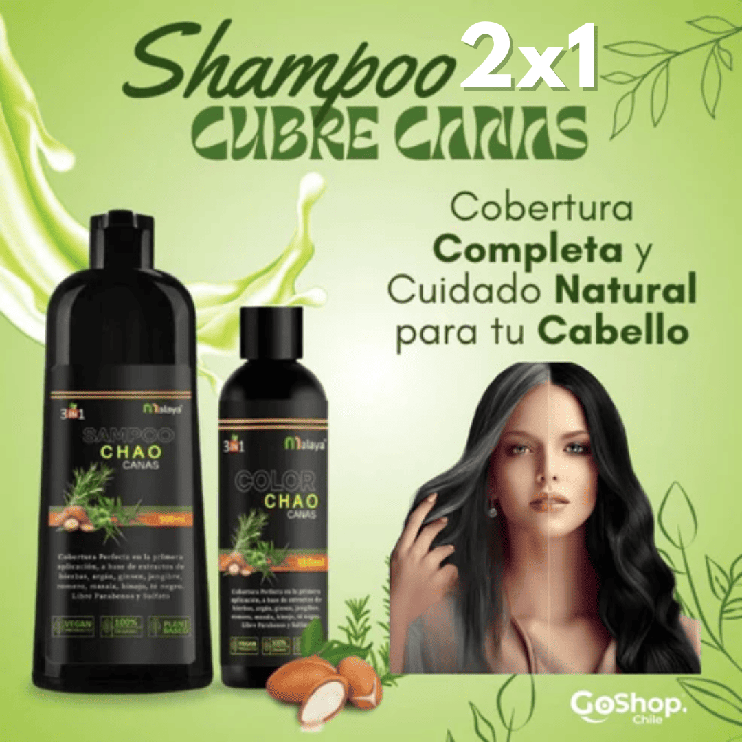 Chao Canas® 2x1 Shampoo AntiCanas que recupera tu color natural en solo minutos