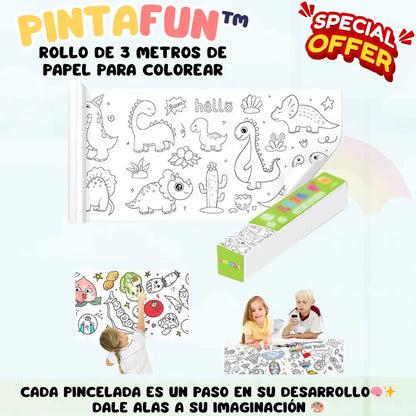 PintaFun™: Rollo de 3 metros de Papel para Colorear