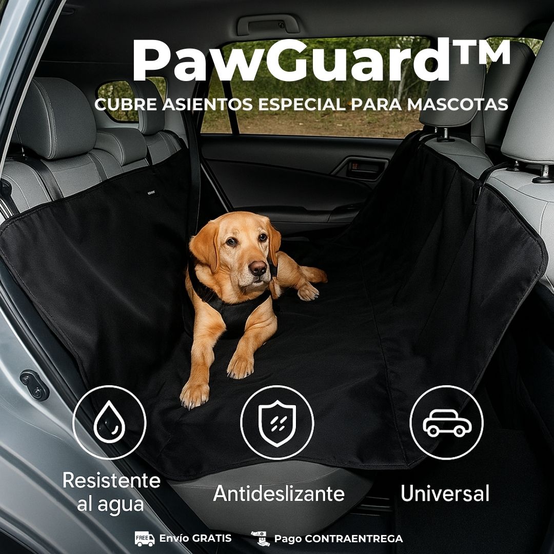 Mascota viajando segura y cómoda sobre protector PawGuard lavable